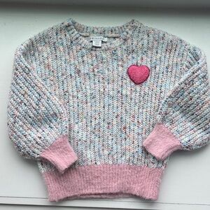 Primark Speckled Knit Sweater with Pink Heart